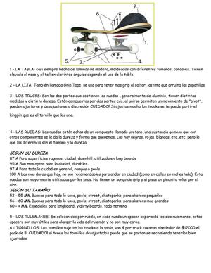partes de un monopatin o skate que debes tener en cuenta ala hora de comprar .