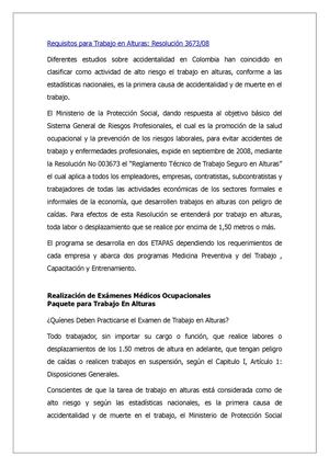 Requisitos para trabajos en altura