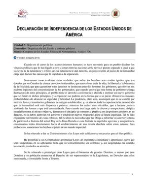 declaración de independencia de los estados unidos de América
