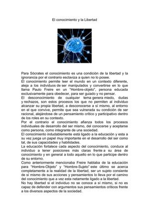 El conocimiento y la Libertad