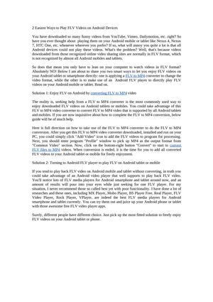 2 Easiest Ways to Play FLV Videos on Android Devices