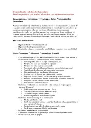 Desarrollando habilidades sensoriales