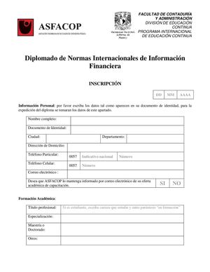 Formulario de inscripción