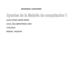 Apuntes de la Materia de Informática 1 