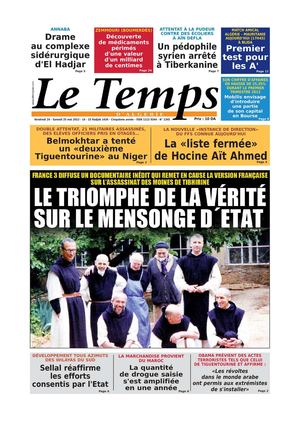 Le Temps d'Algérie Edition du Samedi 25 Mai 2013