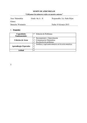 SESIÓN DE APRENDIZAJE