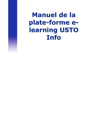 Manuel de l'apprenat d'e-learning USTO Info