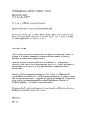 DECRETO 2685 DE 1999