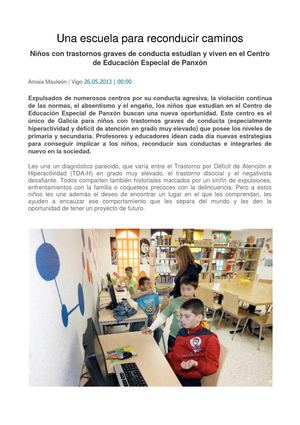 FARO DE VIGO: "Una escuela para reconducir caminos"