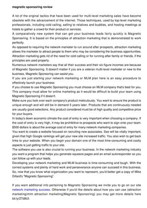 Magnetic Sponsoring Review