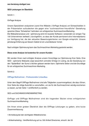 Google SEO Stuttgart - suchmaschinenoptimierung kriterien