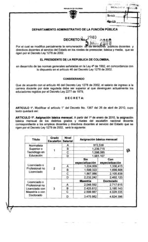 SALARIO 2010: DECRETO 2940 DEL 5 DE AGOSTO DE 2010