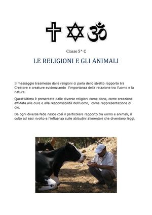 Le religioni e gli animali 5^ C