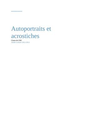 Autoportraits et acrostiches