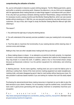 Exposing the usage of brother sewing machine manual along with other dress making tools