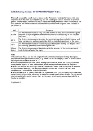 The FA Guide to Marking Referees
