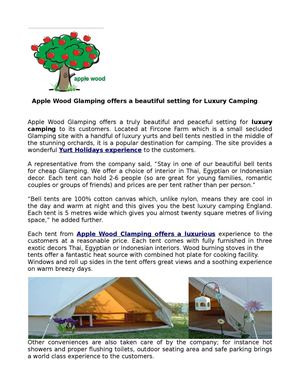 Apple Wood Glamping offers a beautiful setting for Luxury Camping