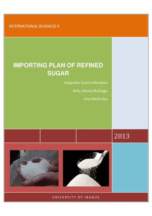 SUGAR IMPORTING PLAN 