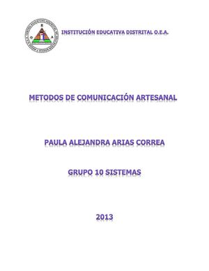 MÉTODO DE COMUNICACIÓN ARTESANAL 