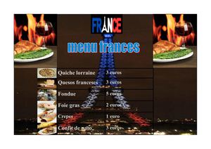 menú de comidas francesas