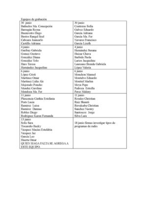 Cronograma de grabación primer parcial