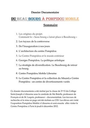 Dossier documentaire Pompidou mobile 3°2 - 2013