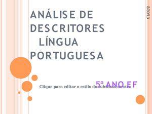 Descritores de Língua Portuguesa - 5º ano (análise)