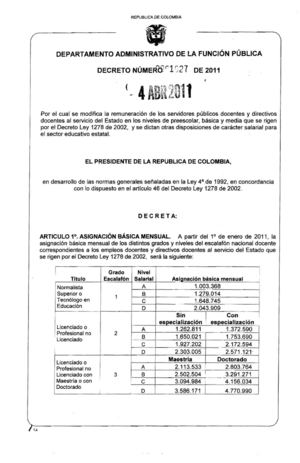 SALARIO 2012: DECRETO 1027 DEL 04 DE ABRIL DE 2011