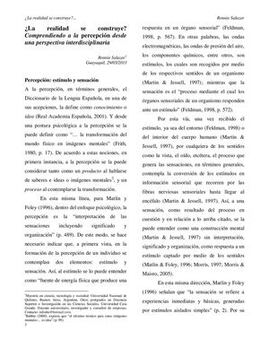 ¿La realidad se construye? Comprendiendo a la percepción desde una perspectiva interdisciplinaria