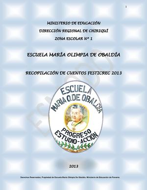 Cuentos FESTRICREC 2013 - Escuela María Olimpia De Obaldía 