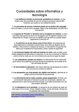 Curiosidades sobre informática y tecnología