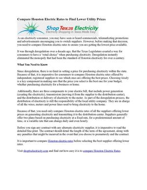 Compare Houston Electric Rates to Find Lower Utility Prices
