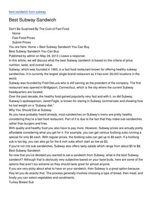 Best Subway Sandwich