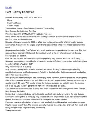 Best Subway Sandwich