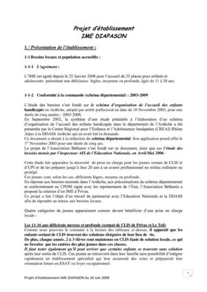 IME Diapason - Projet d'établissement