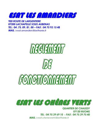 ESAT - (Les Amandiers / Les Chênes Verts) - Reglement de fonctionnement
