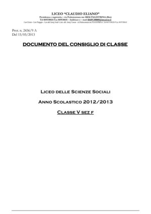 Documento di classe V F Scienze Sociali