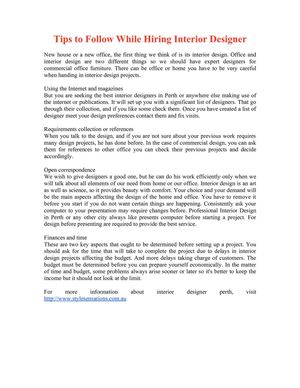 Calaméo - Suggestion to Follow While Hiring Interior Designer