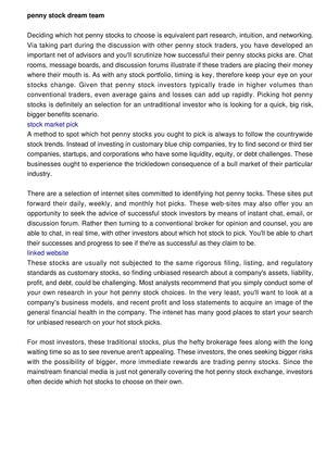 penny stock dream team