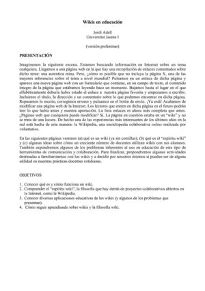 INFORMACION SOBRE LAS WIKY EN EDUCACIÓN 