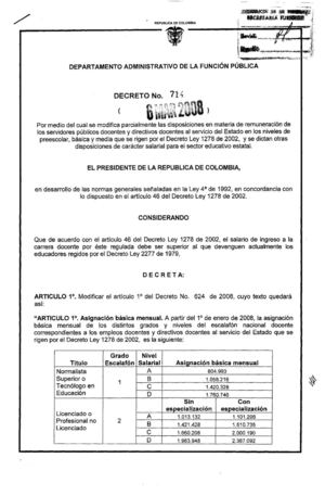 SALARIO 2008: DECRETO 714 DEL 6 DE MARZO DE 2008
