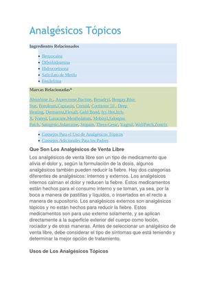 Analgésicos Tópicos