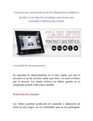 CARACTERÍSTICAS DE LAS TABLETS