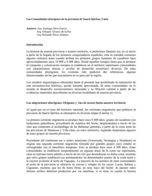 Las Comunidades aborígenes de la provincia Sancti-Spíritus, Cuba.