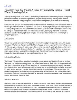 Research Post For Proper A Great D Trustworthy Critique - Guild Wars 2 Leveling Guide