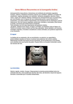 Seres Míticos Recurrentes en la Iconografía Andina