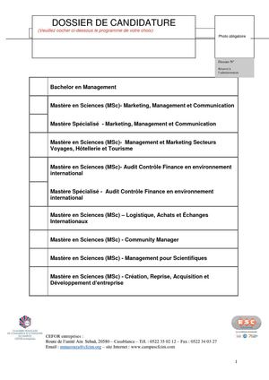 TBS MS M2C Casablanca Dossier de candidature