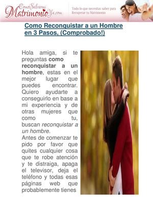 Como Reconquistar a un Hombre en 3 Pasos, (Comprobado!)