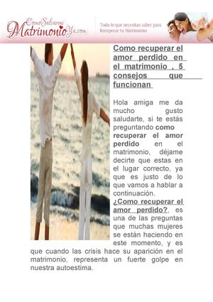 Como recuperar el amor perdido en el matrimonio , 5 consejos que funcionan 