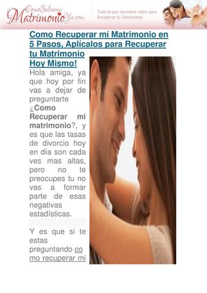 Como Recuperar mí Matrimonio en 5 Pasos, Aplícalos para Recuperar tu Matrimonio Hoy Mismo!